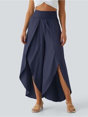 HALARA Navy Split-Leg Draped Leggings